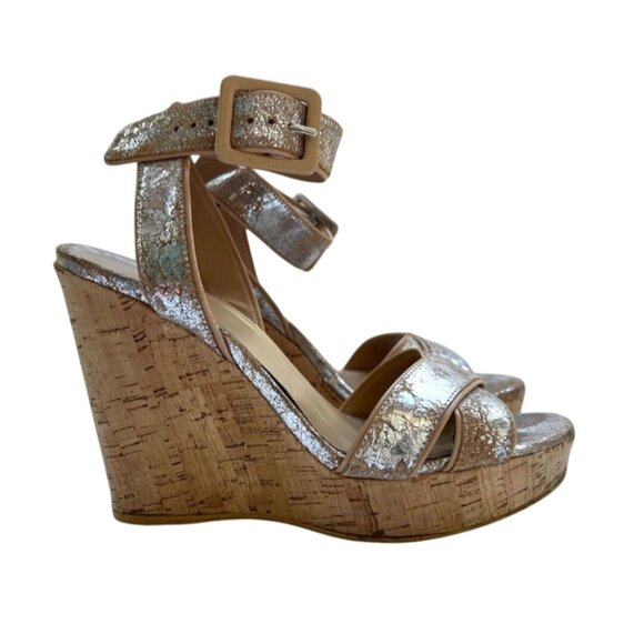 Stewart Weitzman Metallic Rose Gold Sandals Shoes Ankle Buckle sz 9 - Picture 2 of 9